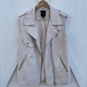 Vegan faux warm-white leather vest size M